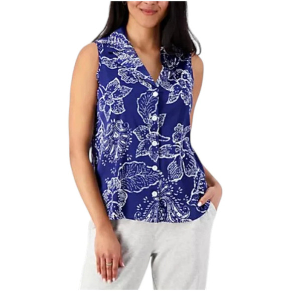 Breezies Tops - Breezies Women's Lounge Satin Breeze Sleep Tank Navy - Regular